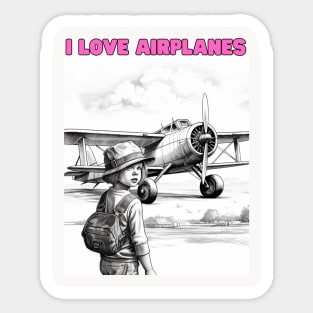 I Love Airplanes Sticker